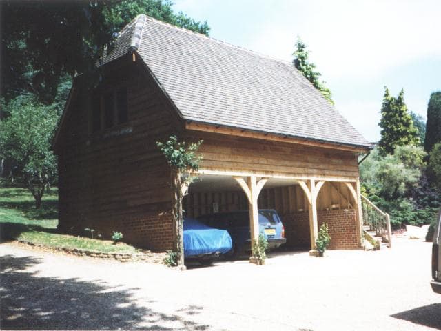 Oak framed triple garage
